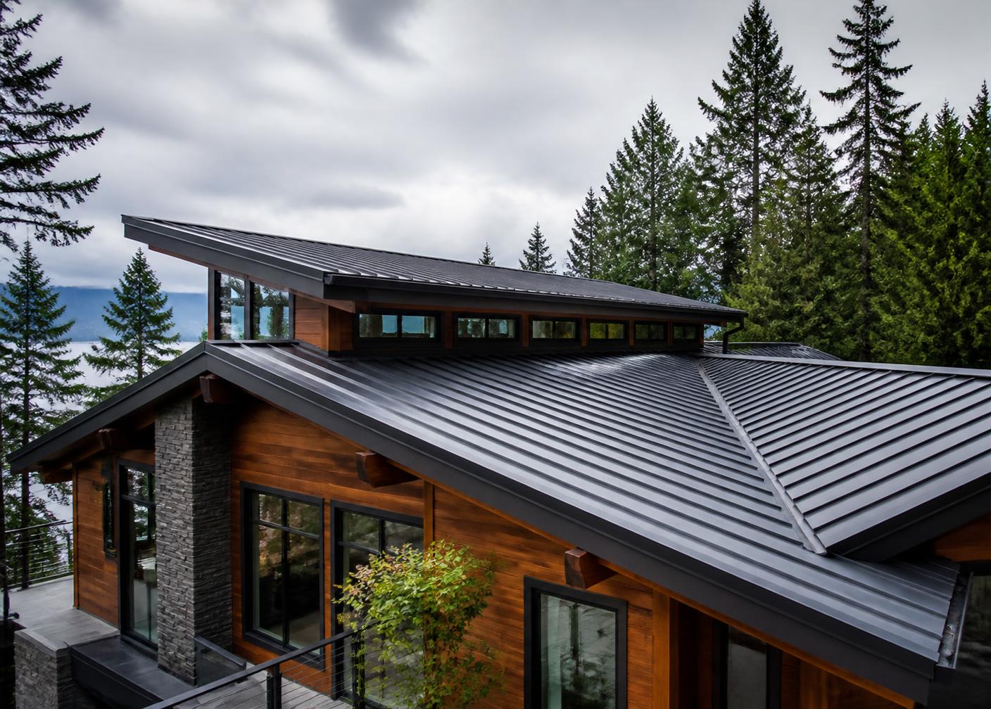 Standing seam metal roof installed on a Vancouver Island home